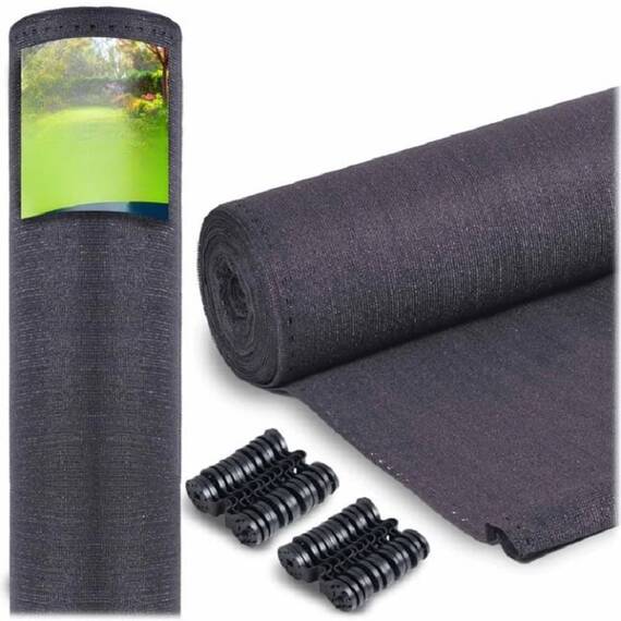 ​Plasa umbrire, material HDPE rezistent, 90% umbrire, gramaj 140 g/m², protectie UV, 50 de cleme de montare, 25 x 1.5 m, gri - 2- Roveli