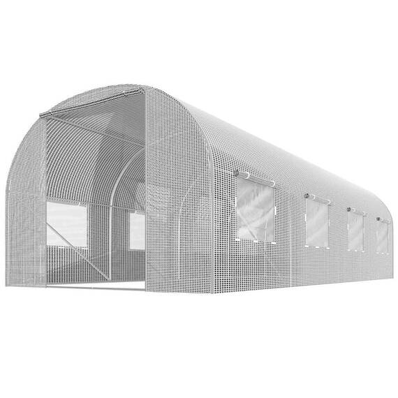 Solar gradina DacEnergy©, profile din otel, folie PE 140g/m2, o usa, 8 ferestre cu plasa de tantari, 3x 4,5 m, suprafata totala 13,5m2, rezistenta la UV4, alb - - Roveli
