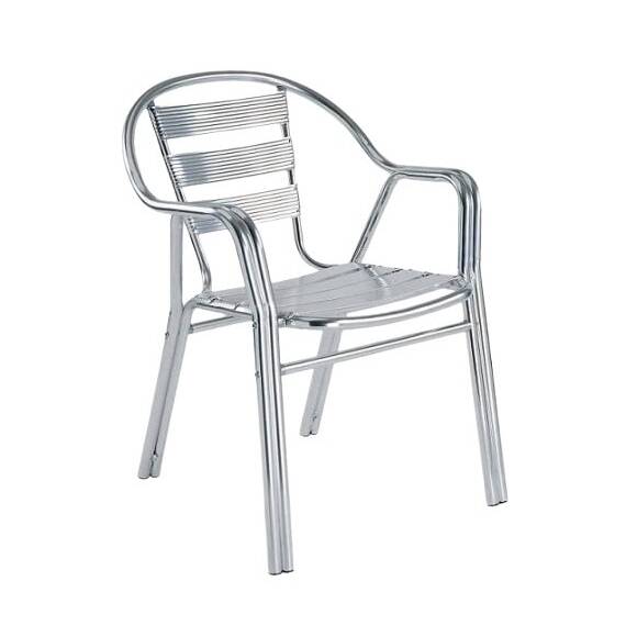 Scaun DacEnergy©, din teava de aluminiu, stivuibil, rezistent la apa, intretinere usoara, cu picioare tubulare duble, interior / exterior, 56 x 60 x 79 cm, gri - - Roveli
