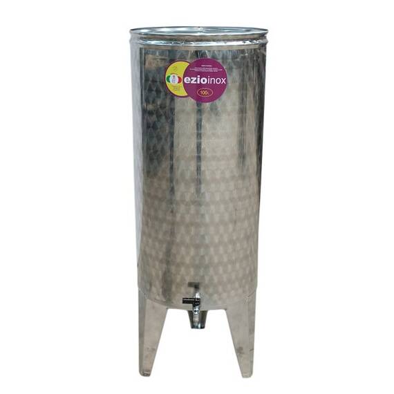 Butoi, confectionat din inox, forma cilindrica, robust, rezistent, cu capac flotant, robinet si picioare, 400 x 1100 x 0.6 mm, 100 l - - Roveli
