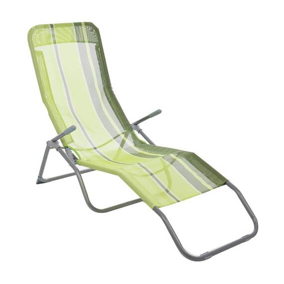 Sezlong plaja DacEnergy©, structura otel, dimensiuni 145 x 59 x 50 cm, pliabil, culoare verde - - Roveli