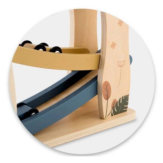 Circuit cu masini din lemn si rampa etajata, stimuleaza imaginatia si creativitatea, design ergonomic, Montessori, 30 x 25.5 x 9 cm - 2- Roveli