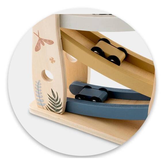 Circuit cu masini din lemn si rampa etajata, stimuleaza imaginatia si creativitatea, design ergonomic, Montessori, 30 x 25.5 x 9 cm - 8- Roveli