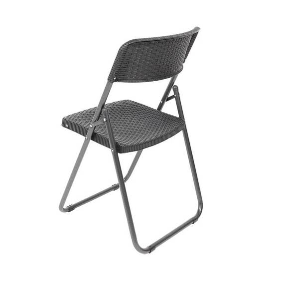 Set mobilier gradina DacEnergy©, din polipropilena,o masa si 2 scaune, pliabile, rezistenta la apa si raze UV, model impletitura ratan, 60 x 60 x 73 cm, negru - 2- Roveli
