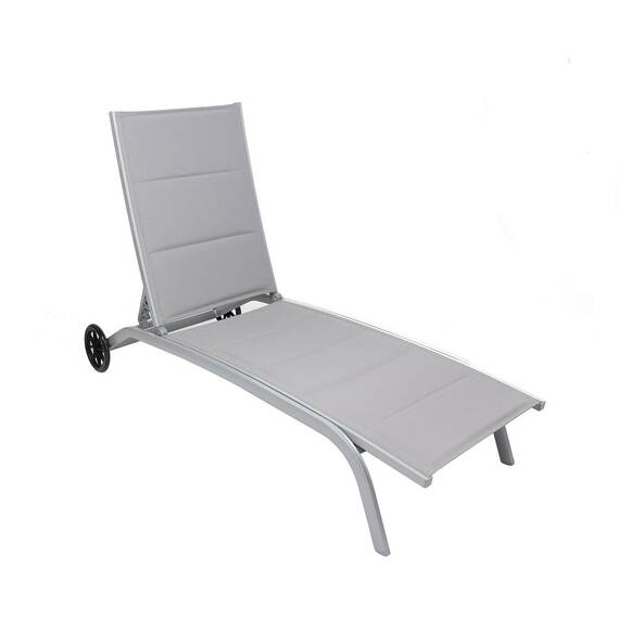 ​Sezlong plaja DacEnergy©, dimensiuni 193 x 61 x 30 / 92.5 cm, structura aluminiu, spatar reglabil in 4 pozitii, 2 roti, culoare gri - 2- Roveli