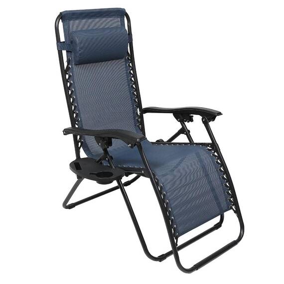 Scaun camping DacEnergy©, structura metalica, pliant, spatar reglabil, 176 x 108 cm, albastru - - Roveli