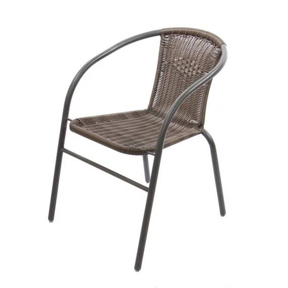 Set mobilier gradina DacEnergy©, realizat din metal si ratan sintetic, masa rotunda si doua scaune, 60 x 60 x 70 cm, culoare maro - 2- Roveli