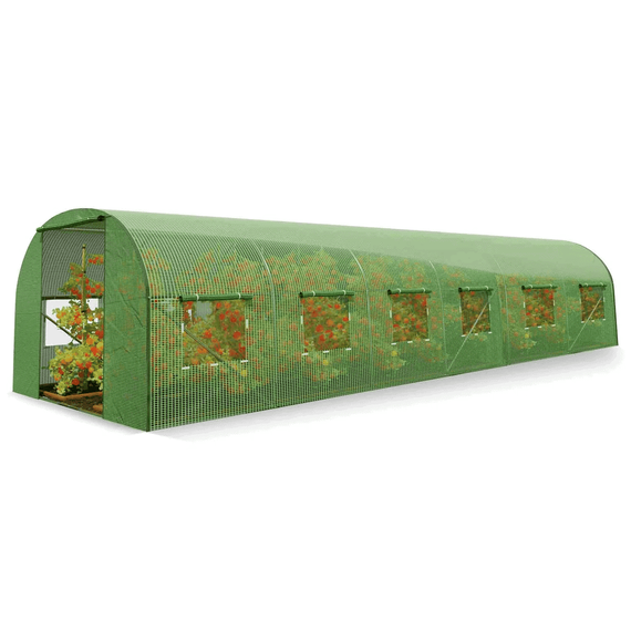 Solar gradina DacEnergy©, profile din otel, folie PE 140g/m2, o usa, 12 ferestre cu plasa de tantari, 6x 3x 2 m, suprafata totala 18m2, rezistenta la UV4, verde - 5- Roveli