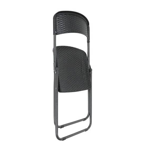 Set mobilier gradina DacEnergy©, din polipropilena,o masa si 2 scaune, pliabile, rezistenta la apa si raze UV, model impletitura ratan, 60 x 60 x 73 cm, negru - 3- Roveli