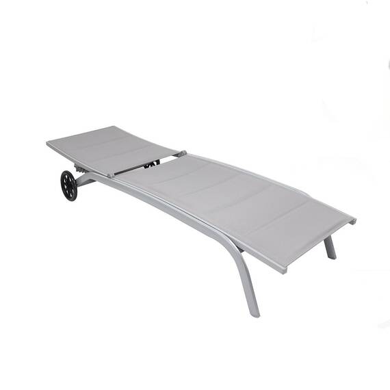 ​Sezlong plaja DacEnergy©, dimensiuni 193 x 61 x 30 / 92.5 cm, structura aluminiu, spatar reglabil in 4 pozitii, 2 roti, culoare gri - 3- Roveli
