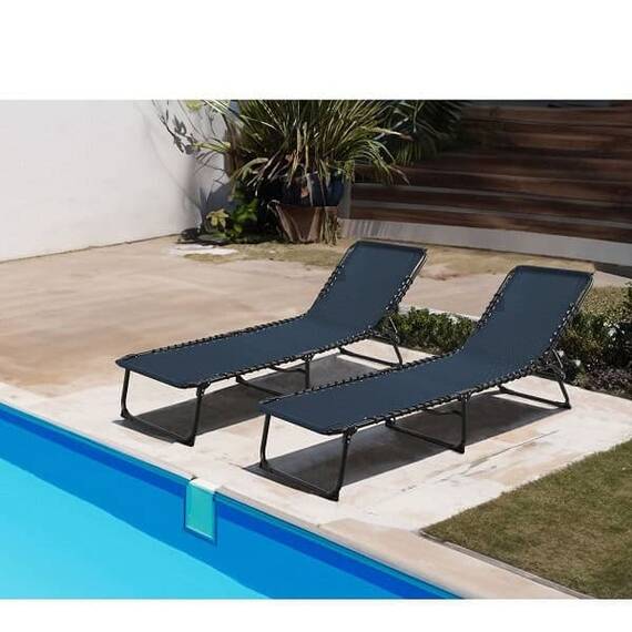 Sezlong pliabil DacEnergy©, structura metal, material sezut tesatura sintetica, culoare albastru - 3- Roveli