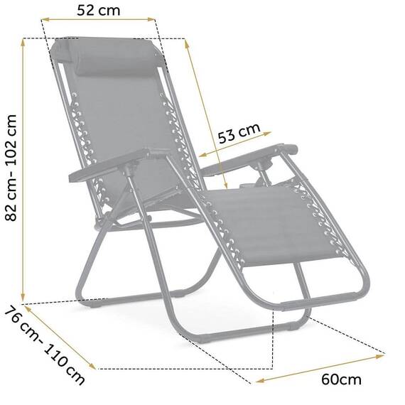 ​Sezlong de gradina pliabil cu perna DacEnergy©, cadru din otel, material textilen impermeabil si rezistent la UV, reglarea nivelului de inclinare in 3 nivele, 110 x 102 x 60 cm, negru - 4- Roveli
