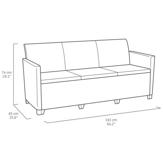Set mobilier gradina DacEnergy©, polipropilena, masa 2 fotolii si o canapea cu perne, spatiu depozitare, 55.5 x 55.5 x 38.5 cm, grafit - 4- Roveli