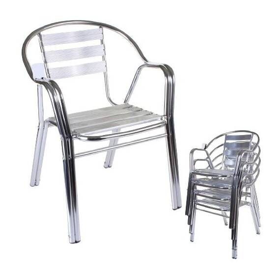 Scaun DacEnergy©, din teava de aluminiu, stivuibil, rezistent la apa, intretinere usoara, cu picioare tubulare duble, interior / exterior, 56 x 60 x 79 cm, gri - 4- Roveli