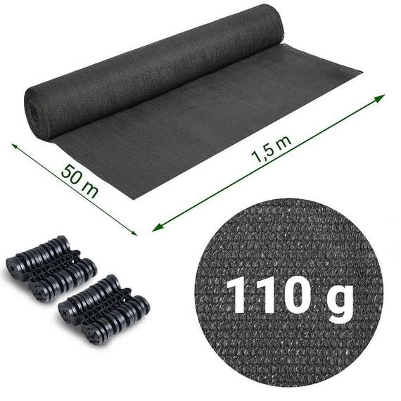 ​Plasa umbrire , material HDPE rezistent, 80% umbrire, gramaj 110 g/m², protectie UV, 50 de cleme de montare, 50 x 1.5 m, gri - 5- Roveli