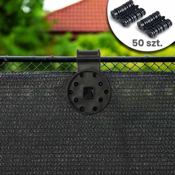 ​Plasa umbrire , material HDPE rezistent, 90% umbrire, gramaj 140 g/m², protectie UV, 50 de cleme de montare, 50 x 1.5 m, gri - 5- Roveli