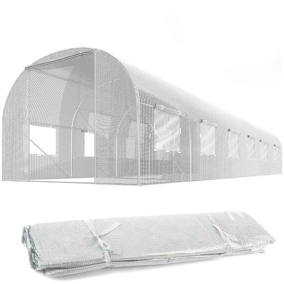 Folie protectie solar de gradina DacEnergy©, folie PE 140g/m2, 12 ferestre cu plase de tantari, 600 x 300 x 200 cm, 18 m2, alb - 5- Roveli