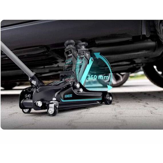 Cric auto hidraulic, realizat din otel si aluminiu, capacitate mare de ridicare de 2,5 tone, inaltimea de ridicare 80 - 360 mm, roti pivotante la 360° cu rulmenti, 53 x 20.5 x 8/36 cm, negru si verde - 3- Roveli
