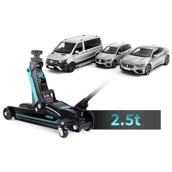 Cric auto hidraulic, realizat din otel si aluminiu, capacitate mare de ridicare de 2,5 tone, inaltimea de ridicare 80 - 360 mm, roti pivotante la 360° cu rulmenti, 53 x 20.5 x 8/36 cm, negru si verde - 7- Roveli