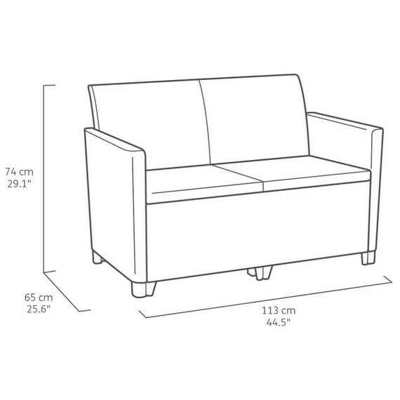 Set mobilier gradina DacEnergy©, polipropilena, masa 2 fotolii si o canapea cu perne, 4 persoane, spatiu depozitare, 55.5 x 55.5 x 38.5 cm, grafit - 9- Roveli