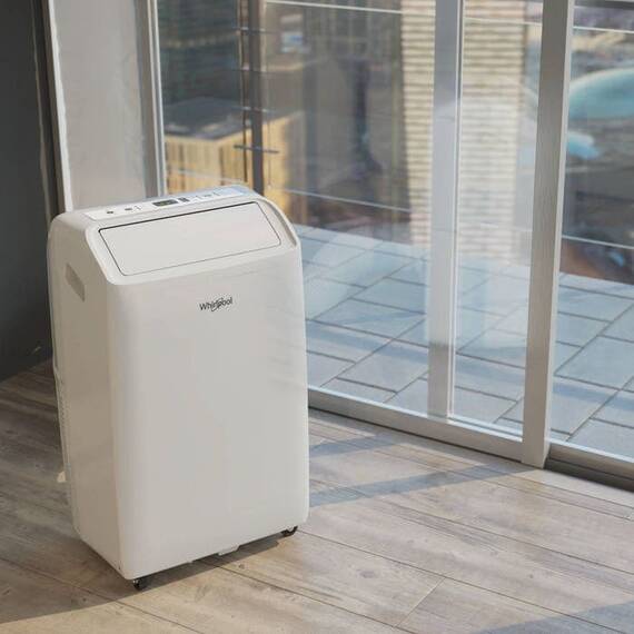 Aparat aer conditionat portabil Whirpool, dezumidificare, timer, autocuratare, mod de noapte, 12000 BTU, A, debit aer 280 mc/h, cu telecomanda, 442 x 326 x 718 mm, alb - 12- Roveli