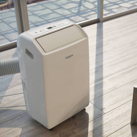Aparat aer conditionat portabil Whirpool, dezumidificare, timer, autocuratare, mod de noapte, 12000 BTU, A, debit aer 280 mc/h, cu telecomanda, 442 x 326 x 718 mm, alb - 13- Roveli