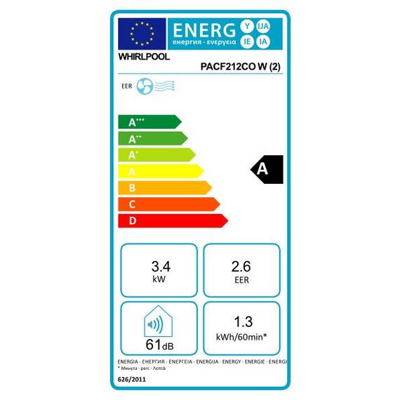 Aparat aer conditionat portabil Whirpool, dezumidificare, timer, autocuratare, mod de noapte, 12000 BTU, A, debit aer 280 mc/h, cu telecomanda, 442 x 326 x 718 mm, alb - 15- Roveli