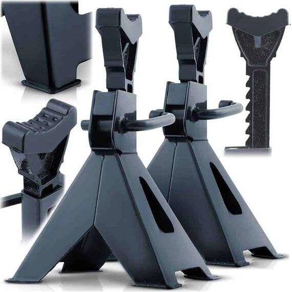 ​Set suport capre suspendare auto, otel inoxidabil, tampoane de protectie din cauciuc, inaltime reglabila 260–400 mm, 3 tone, 2 buc - 2- Roveli