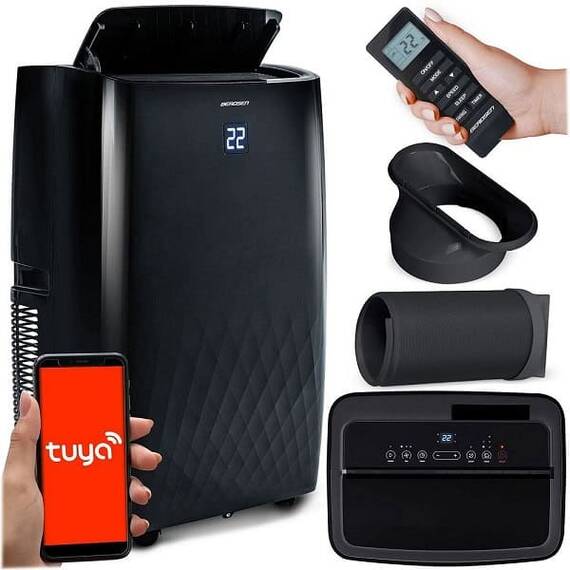 ​Aer conditionat portabil, 5 in1, raceste, incalzeste, dezumidifica, aeriseste si mod noapte, design minimalist, afisaj LCD, panou de control tactil, aplicatie Tuya Smart Remote Control, 4000 W, negru - 3- Roveli