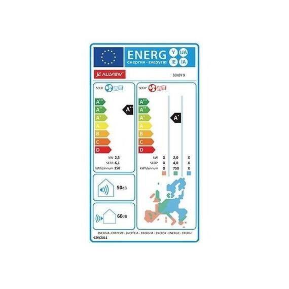 ​Aparat de aer conditionat Allview SENSY, racire, incalzire, dezumidificare, sleep mode, turbo, 3D Airflow, auto restart, anti cold air, Wi-Fi, inverter, kit 3 m, – A++/A+, 9000 BTU, alb - 4- Roveli