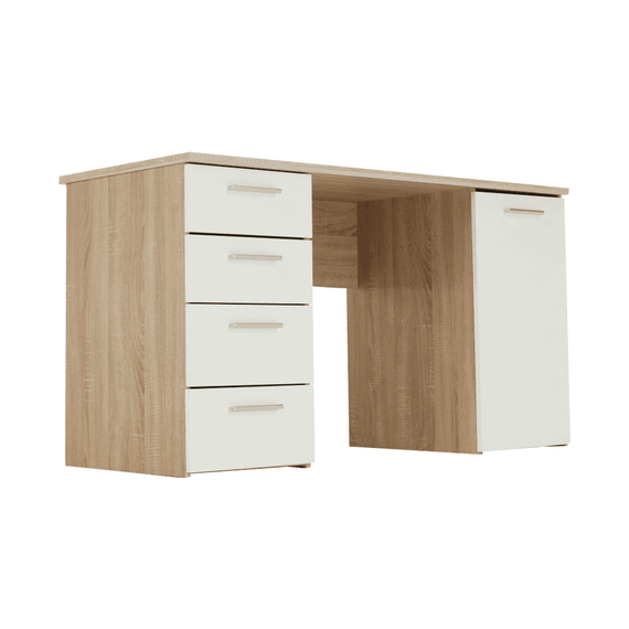 Masă de scris, stejar sonoma/alb, EUSTACH - 6- Roveli