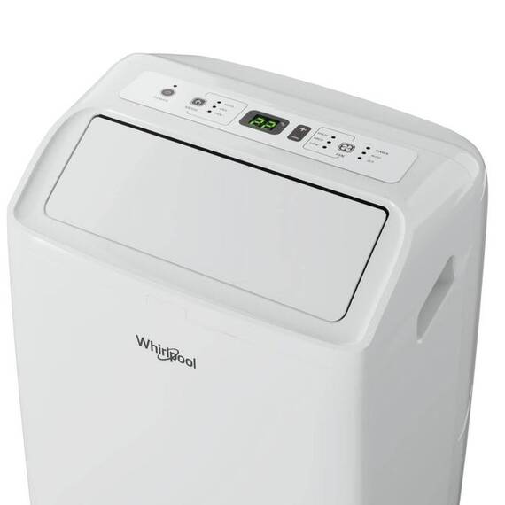 Aparat aer conditionat portabil Whirpool, dezumidificare, timer, autocuratare, mod de noapte, 12000 BTU, A, debit aer 280 mc/h, cu telecomanda, 442 x 326 x 718 mm, alb - 5- Roveli