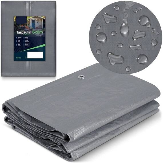 ​Prelata DacEnergy©, polietilena HDPE, 120 g/m2, rezistent la ploaie, inghet si razele UV, impermeabil, 800 x 600 cm, argintiu si albastru - 7- Roveli
