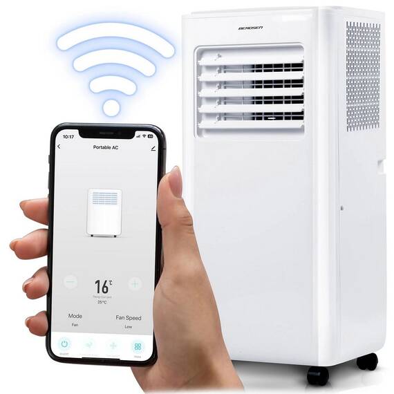 Aer conditionat portabil, 5 in1,  raceste, uscare, ventilatie, mod noapte, mod auto, aplicatia Tuya, Wi-Fi, afisaj LCD si panou de control tactil, functia de pornire automata, include garnitura de fereastra, 2900 W - 10- Roveli