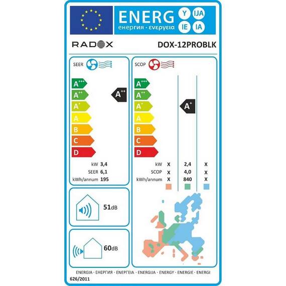 Aparat aer conditionat, autorestart, dezumidificare, mod auto, mod turbo, timer, autocuratare, mod ECO, autodiagnoza, filtru aer, mod de noapte, ventilatie, 12000 BTU, A++ / A+, inverter, Wi-Fi, negru - 2- Roveli