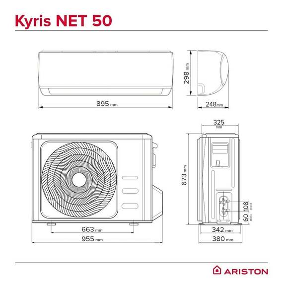 Aparat aer conditionat Ariston Kyris, dezumidificare, functie ionizare, mod ECO, filtru aer, mod de noapte, ventilatie, functie incalzire, inverter, Wi-Fi, R32, 18000 BTU, A+++ / A+++, alb - 5- Roveli