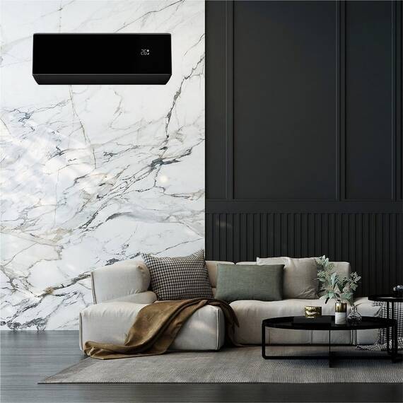 Aparat aer conditionat, autorestart, dezumidificare, mod auto, mod turbo, timer, autocuratare, mod ECO, autodiagnoza, filtru aer, mod de noapte, ventilatie, 12000 BTU, A++ / A+, inverter, Wi-Fi, negru - 7- Roveli