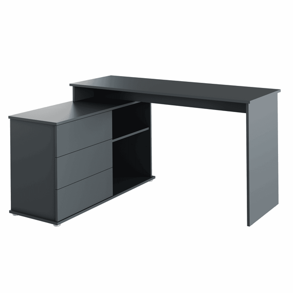 Birou PC universal de colţ, grafit, TERINO - 3- Roveli