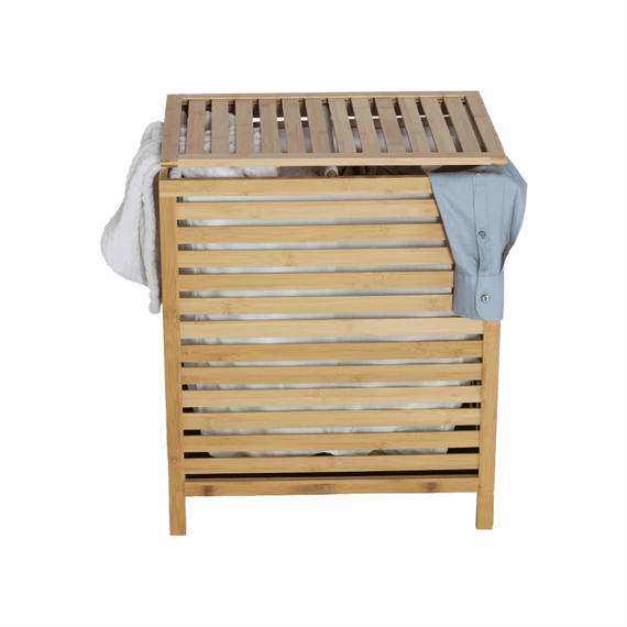 Coş de rufe, bambus natural/alb, MENORK - 4- Roveli
