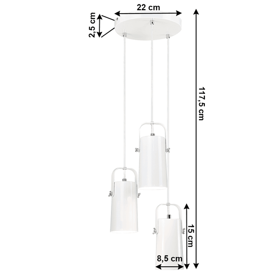 Lampă suspendată, albă / metalică, DEVAN - 4- Roveli
