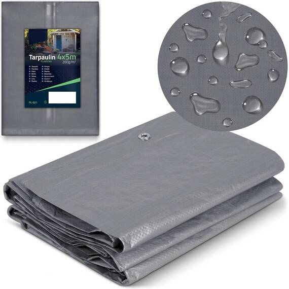 Prelata DacEnergy©, polietilena HDPE, 260 g/m2, rezistent la ploaie, inghet si razele UV, impermeabil, 500 x 400 cm, argintiu si negru - 7- Roveli