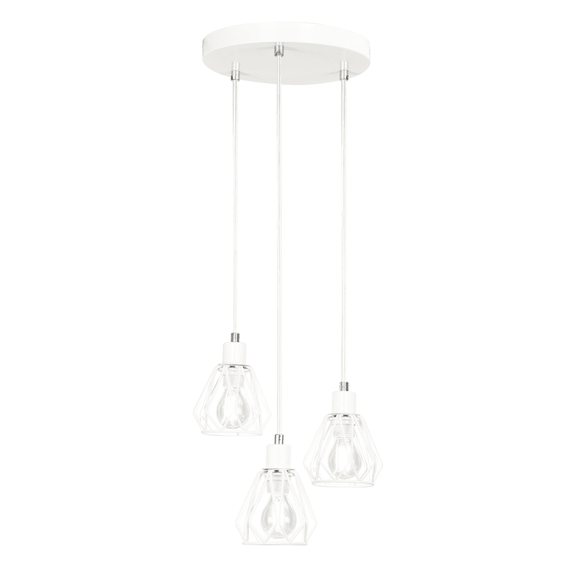 Lampă suspendată, alb/metal, OKIRA TIP 1 - - Roveli