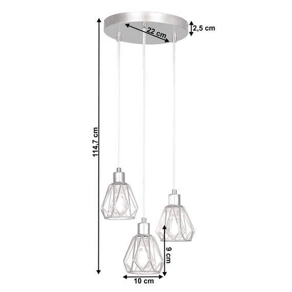 Lampă suspendată, argintiu/metal, OKIRA TIP 1 - 2- Roveli