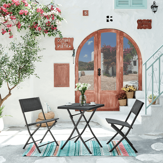 Set ratan de grădina 1+2, negru, FARUK - 7- Roveli