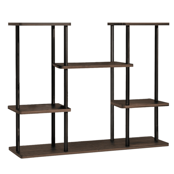 Suport pentru flori metalic, negru/lemn rustic, LEDER - 3- Roveli