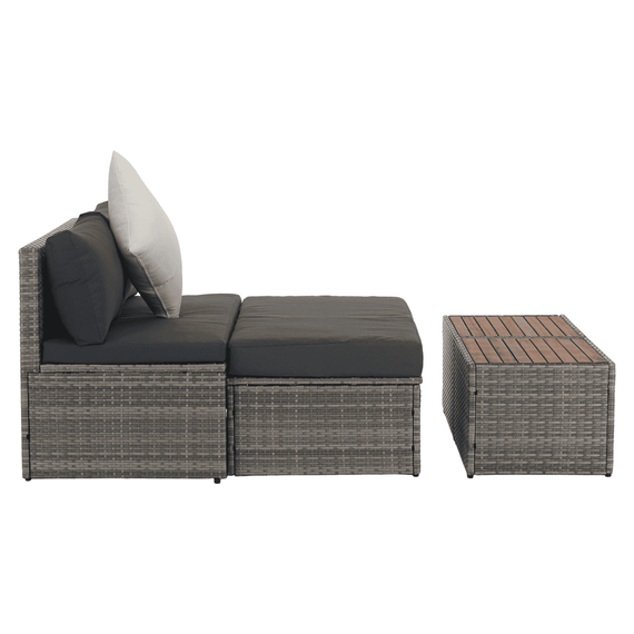 Set de grădină ratan, gri/natural/crem, DEBRA - 10- Roveli