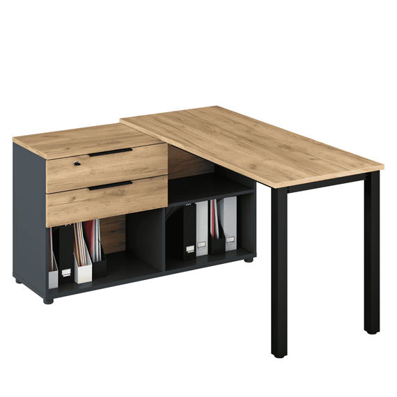 Birou de colţ pentru PC, grafit/stejar artisan, KLAUDIUS TIP 8 - 3- Roveli