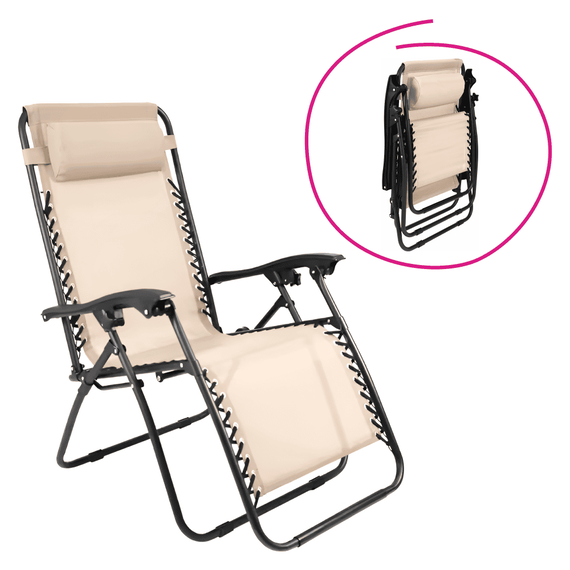 Scaun de grădină poziţionabil, bej, GERALD NEW - - Roveli