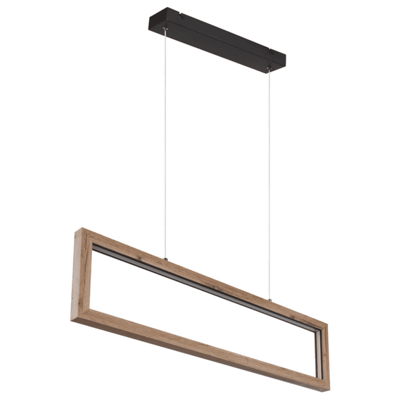 Suspensie LED, structura din metal, cadru cu aspect de lemn, 24W, 1200 lm, lumina calda 3000 K, 1200 x 800 mm, negru mat - 4- Roveli