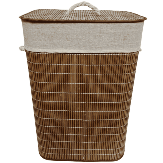 Cos de rufe, bambus si captuseala din bumbac, poliester, partea de jos din MDF, 66 L, 40 x 30 x 57 cm, natur - - Roveli